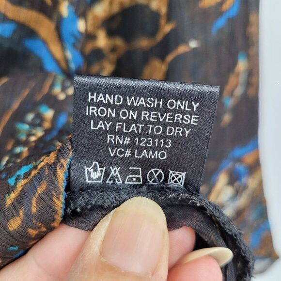 Venus Dress Sheer Peasant Resort Beaded V Mini Tunic Kaftan Paisley Brown Sz S/M - Picture 12 of 14